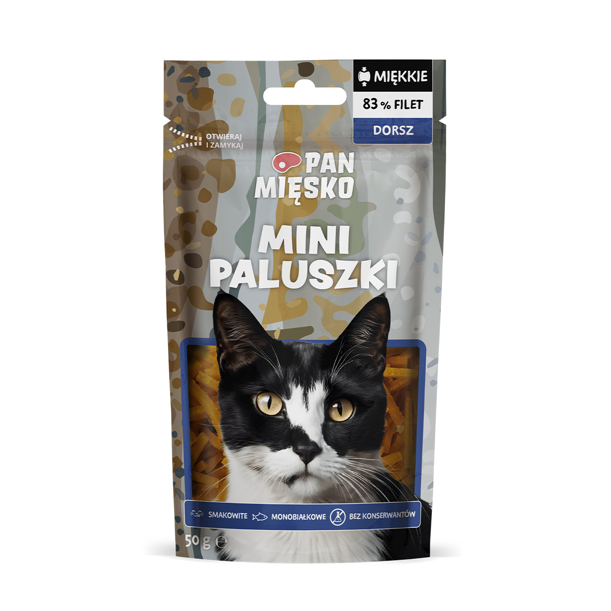Pan Mięsko Przysmak dla kota Mini paluszki Dorsz (dorosły) 50g