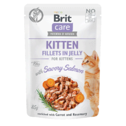 Brit Care Cat Pouch KITTEN Fillets in Jelly with Savory Salmon enriched with Carrot & Rosemary 85g