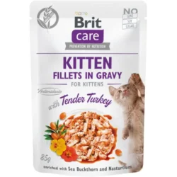 BRIT CARE Cat Kitten Fillets in Gravy with Tender Turkey 85g