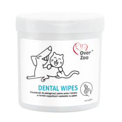 Opis DENTAL WIPES - Chusteczki do pielęgnacji zębów 50 szt. Chusteczki do pielęgnacji zębów psów i kotów w formie wygodnych nakładek na palec. Odpowiednia faktura na powierzchni chusteczek zapewnia mechaniczne czyszczenie zębów i dziąseł, symulujące szczotkowanie. Zawarte w chusteczkach składniki, takie jak arginina, ekstrakt z gorzkiej pomarańczy przyczyniają się do ograniczenia powstawania płytki nazębnej i kamienia nazębnego oraz wspierają zdrowie dziąseł i jamy ustnej. Dodatek mięty redukuje nieprzyjemny zapach z jamy ustnej. DENTAL WIPES - Chusteczki do pielęgnacji zębów 50 szt. Nałożyć chusteczkę na palec a następnie delikatnie, ruchem okrężnym czyścić zęby i dziąsła.