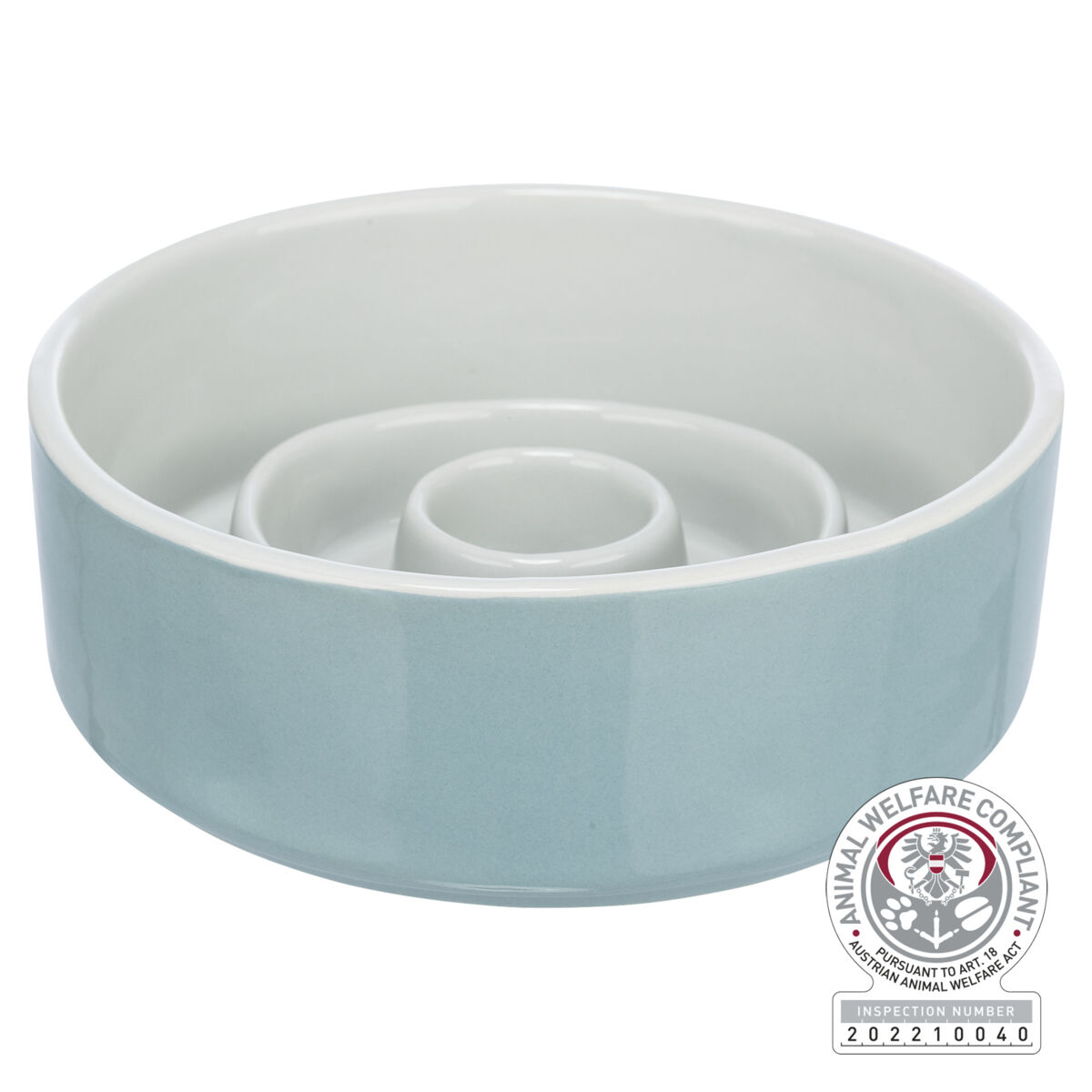 Slow Feeding, miska ceramiczna, dla psa/kota, szaro/niebieska, 0.45 l/ø 14 cm, spowalniająca jedzenie