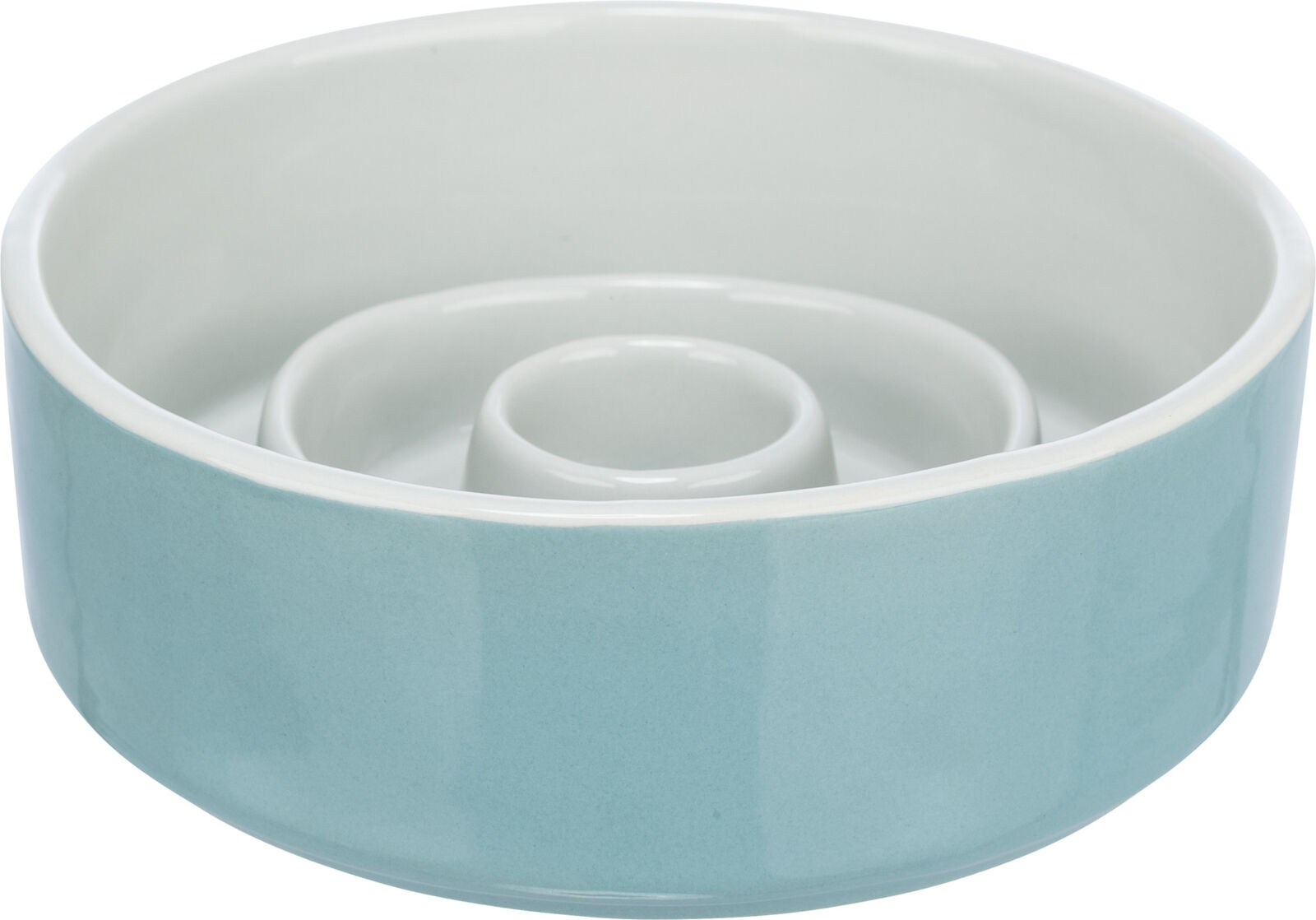 Slow Feeding, miska ceramiczna, dla psa/kota, szaro/niebieska, 0.45 l/ø 14 cm, spowalniająca jedzenie - obrazek 2