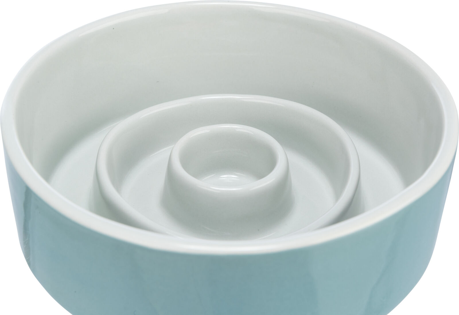 Slow Feeding, miska ceramiczna, dla psa/kota, szaro/niebieska, 0.45 l/ø 14 cm, spowalniająca jedzenie - obrazek 3
