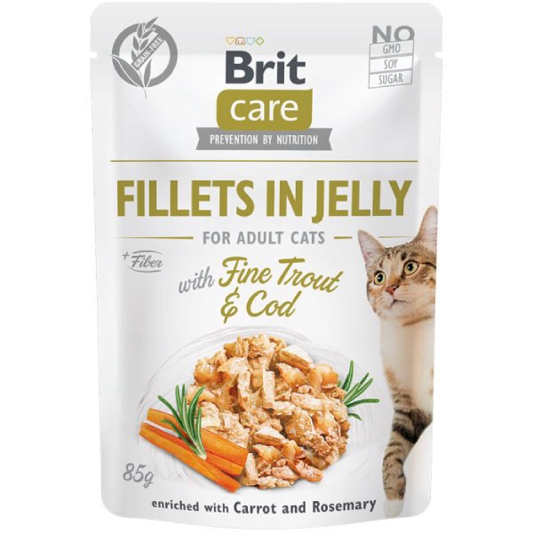 BRIT Care Cat GF Adult Trout / Cod Pstrąg Dorsz Galaretka 85g