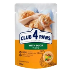 CLUB 4 PAWS Premium pełnoporcjowa mokra karma dla dorosłych kotów z kaczką w sosie 85 g