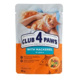 CLUB 4 PAWS Premium pełnoporcjowa mokra karma dla dorosłych kotów z makrelą w sosie 85 g