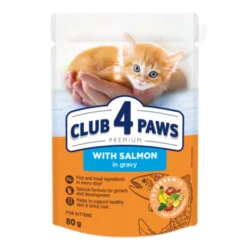 CLUB 4 PAWS Premium pełnoporcjowa mokra karma dla kociąt z łososiem w sosie 80 g