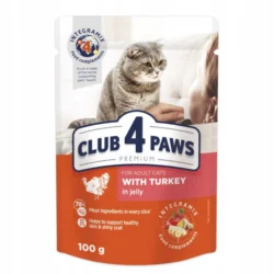CLUB 4 PAWS PREMIUM dla kotów Indyk w galaretce 100g