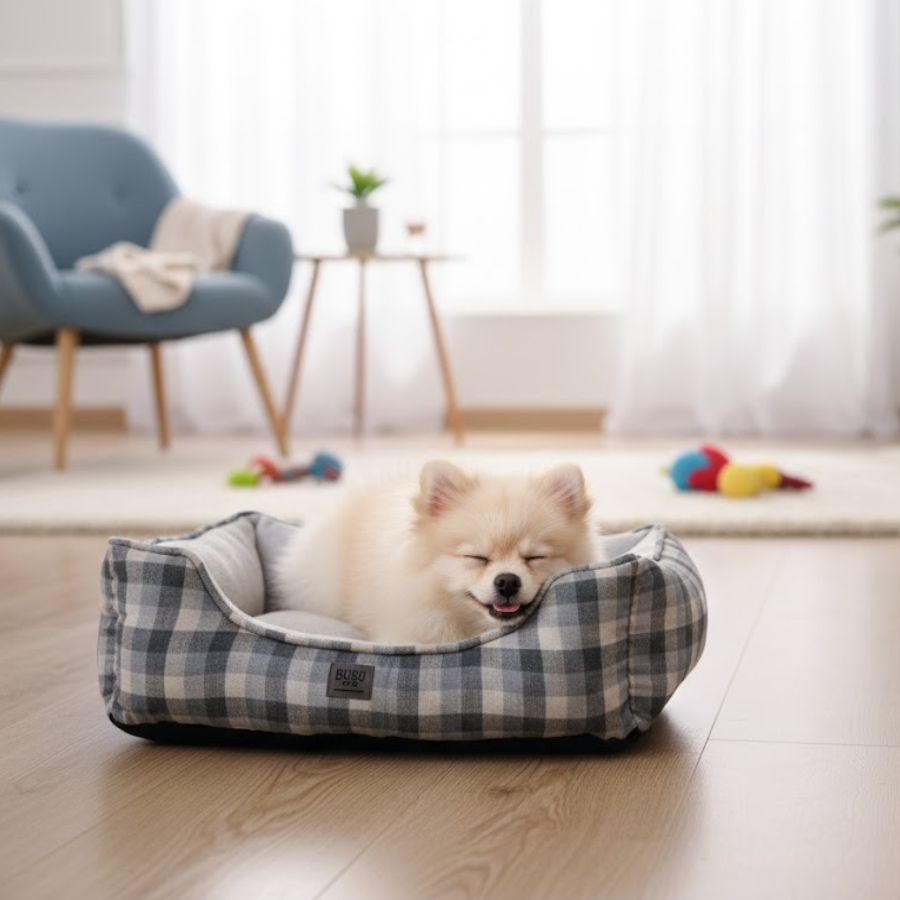 Legowisko dla psa prostokątne CHECKERED S 50x40x15cm zipper - obrazek 2