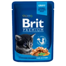 Brit Premium Cat Pouches Kitten, kurczak, 100 g Pełnoporcjowa karma mokra dla kociąt i młodych kotów