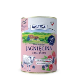 Karma mokra jagnięcina z malinami dla psa 400g - Baltica Smaki Regionów