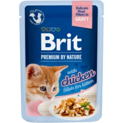 BRIT PREMIUM CAT Chicken Gravy Fillets Kitten - kurczak w sosie dla kociąt 85g