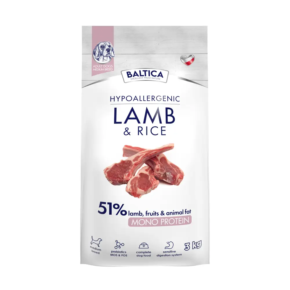 Jagnięcina z ryżem dla ras średnich karma 3kg - Baltica Nutraceutic