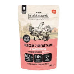 Karma mokra dla kota Wiejska Zagroda Kurczak z krewetkami i walerianą (dorosły) 100g