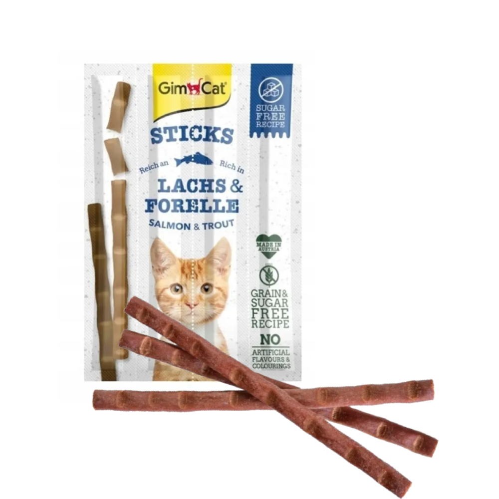 GimCat Sticks Paluszki Kabanosy łosoś pstrąg Pałeczki dla Kota 4szt x 5g - obrazek 5