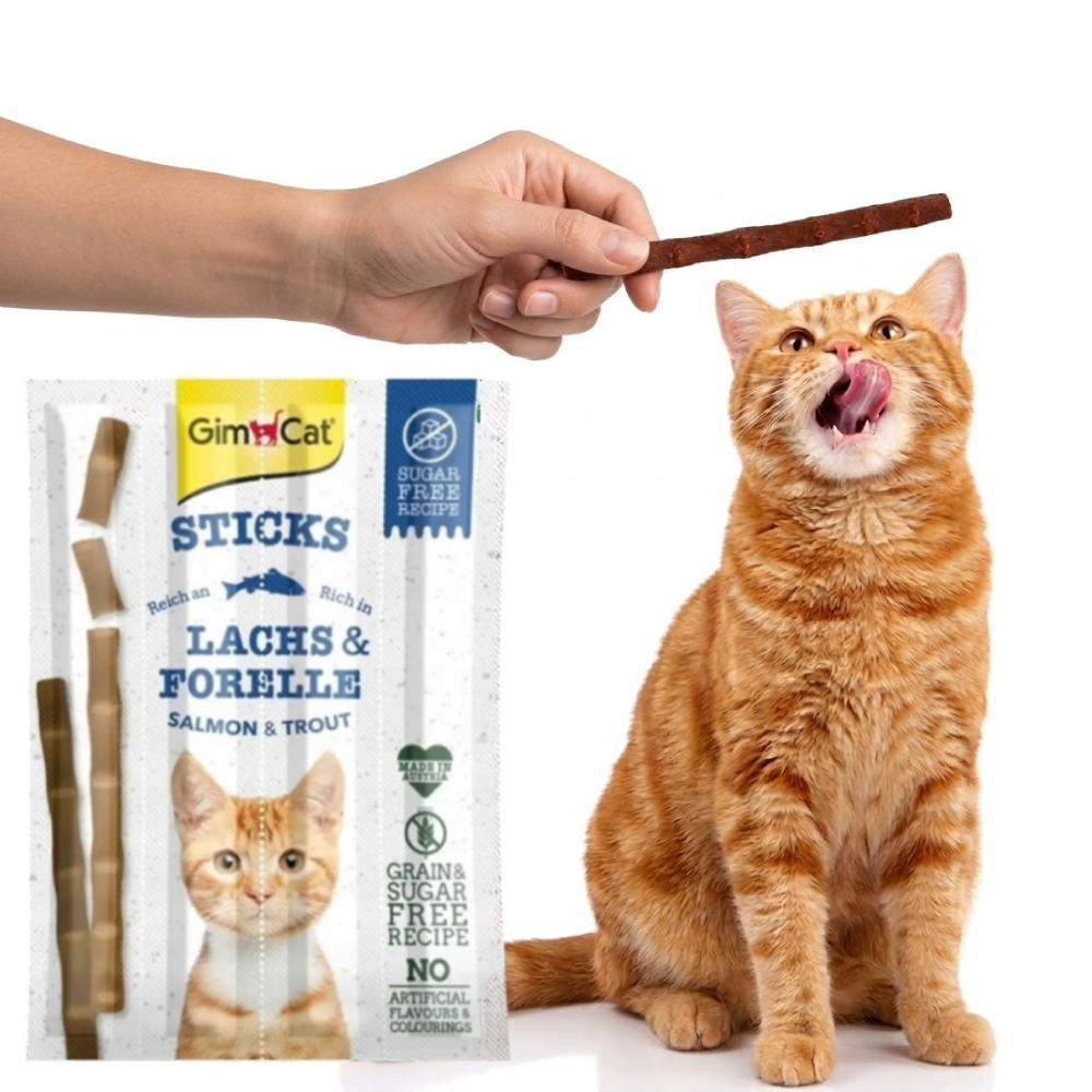 GimCat Sticks Paluszki Kabanosy łosoś pstrąg Pałeczki dla Kota 4szt x 5g - obrazek 2