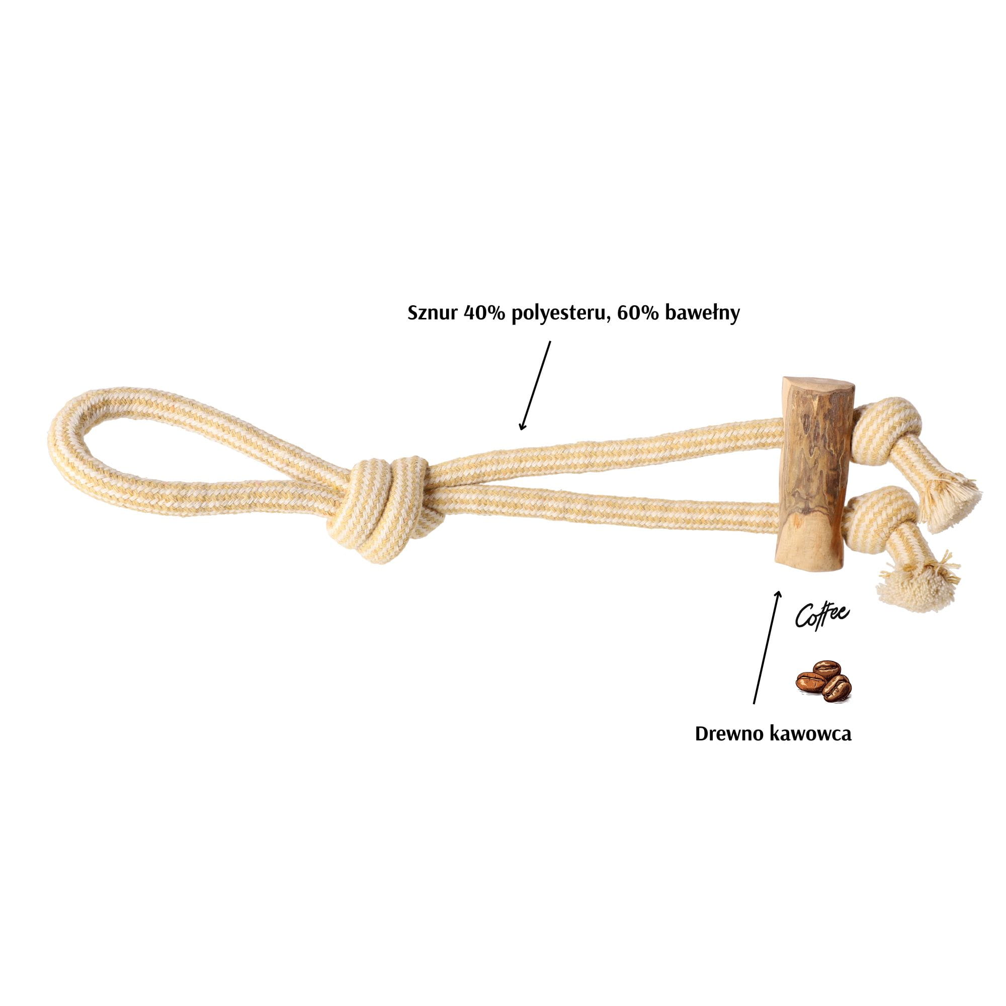 Dingo - PSIA-KAWKA - PRZECIĄGACZ | gryzak z drewna kawowego 37 CM - obrazek 4
