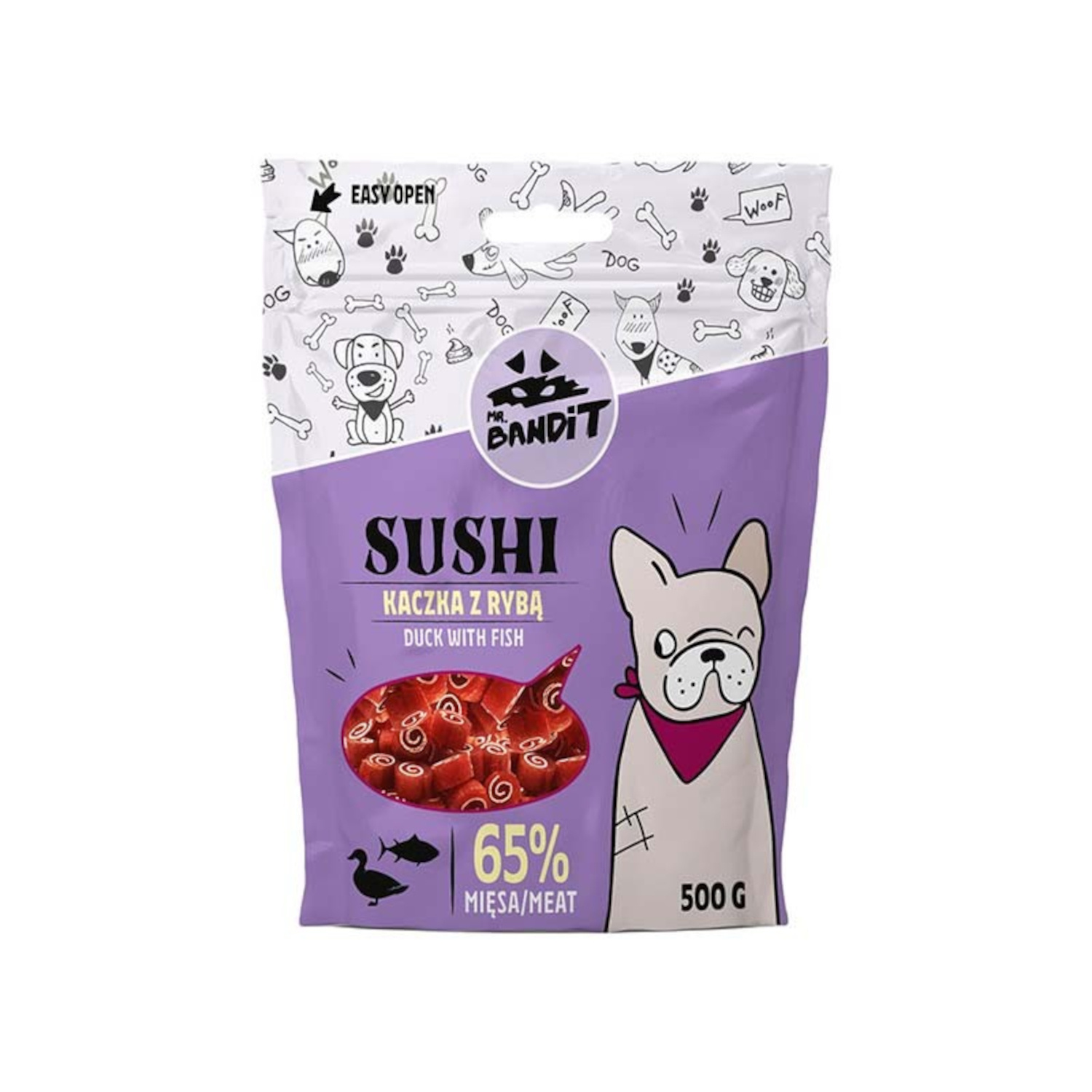 Przysmak dla psa Mr.Bandit sushi kaczka z ryba 500g